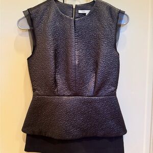 Diane Von Furstenberg Black Textured Sleeveless Top